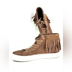 Vans Sk8 Hi Moc Brown Suede Fringe High Top Sneakers Womens Size 8
